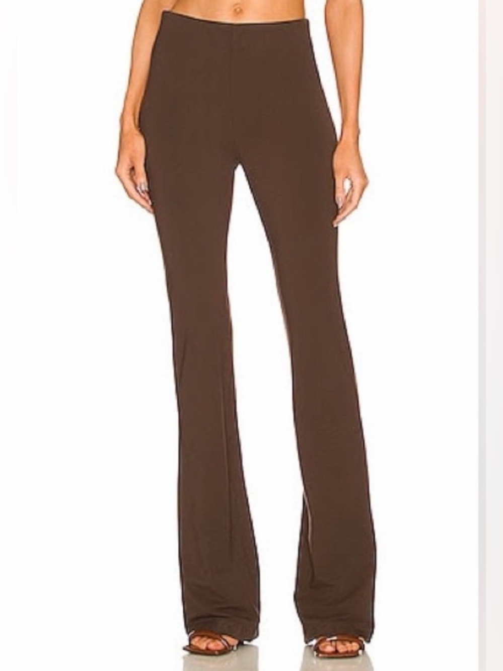 SPRWMN Micro Flare Pintucks Pants Chocolate Size XS Tall Long Pull On